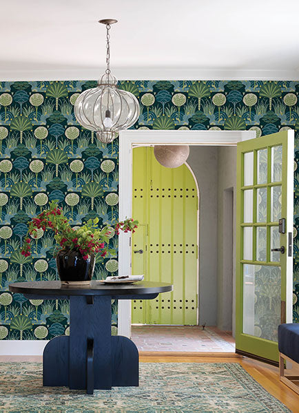 Eade’s Mandeville Teal Tropical Paradise Wallpaper by Scott 