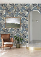 Eade’s Trousdale Dark Blue Fanning Flora Wallpaper by Scott 