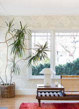 Eade’s Trousdale Neutral Fanning Flora Wallpaper by Scott Li