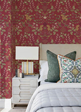 Eade’s Getty Raspberry Jungle Damask Wallpaper by Scott Livi