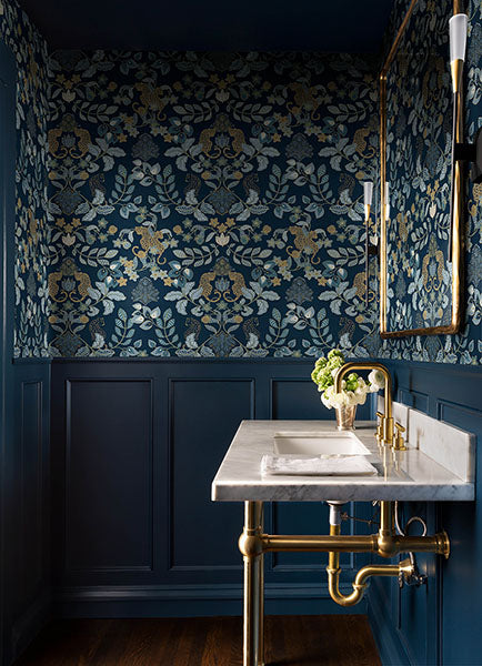 Eade’s Getty Navy Jungle Damask Wallpaper by Scott Living Na