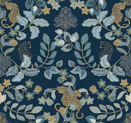 Eade’s Getty Navy Jungle Damask Wallpaper by Scott Living Na