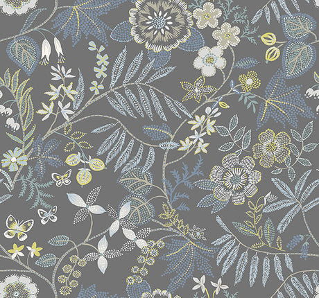 Eade’s Marilyn Light Grey Floral Trail Wallpaper by Scott Li