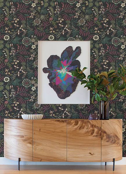 Eade’s Marilyn Black Floral Trail Wallpaper by Scott Living 