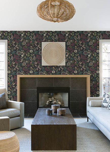 Eade’s Marilyn Black Floral Trail Wallpaper by Scott Living 