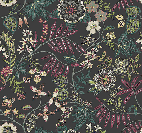 Eade’s Marilyn Black Floral Trail Wallpaper by Scott Living 