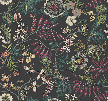 Eade’s Marilyn Black Floral Trail Wallpaper by Scott Living 