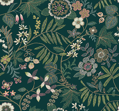 Eade’s Marilyn Green Floral Trail Wallpaper by Scott Living 