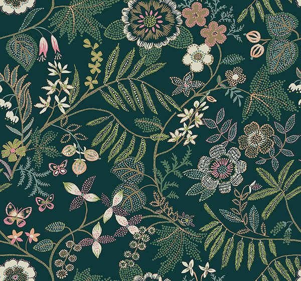 Eade’s Marilyn Green Floral Trail Wallpaper by Scott Living 