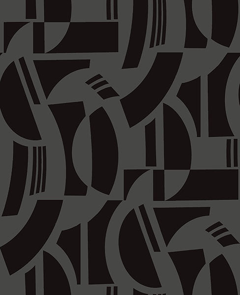 Eade’s Carter Black Geometric Flock Wallpaper by Scott Livin
