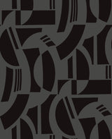 A-Street Prints 4034-87379 Carter Black Geometric Flock Wallpaper by Scott Living