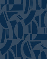 A-Street Prints 4034-87381 Carter Indigo Geometric Flock Wallpaper by Scott Living