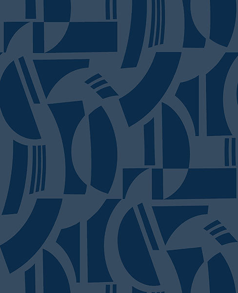 Eade’s Carter Indigo Geometric Flock Wallpaper by Scott Livi