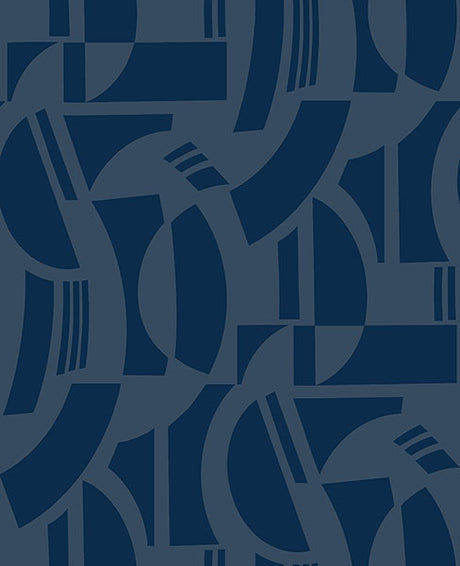 Eade’s Carter Indigo Geometric Flock Wallpaper by Scott Livi