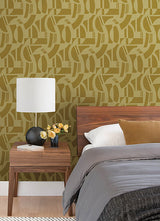 Eade’s Carter Gold Geometric Flock Wallpaper by Scott Living