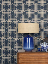 Advantage 4035-409253 Mana Navy Trellis Wallpaper