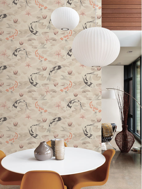 Advantage 4035-409420 Nobu Beige Koi Fish Wallpaper