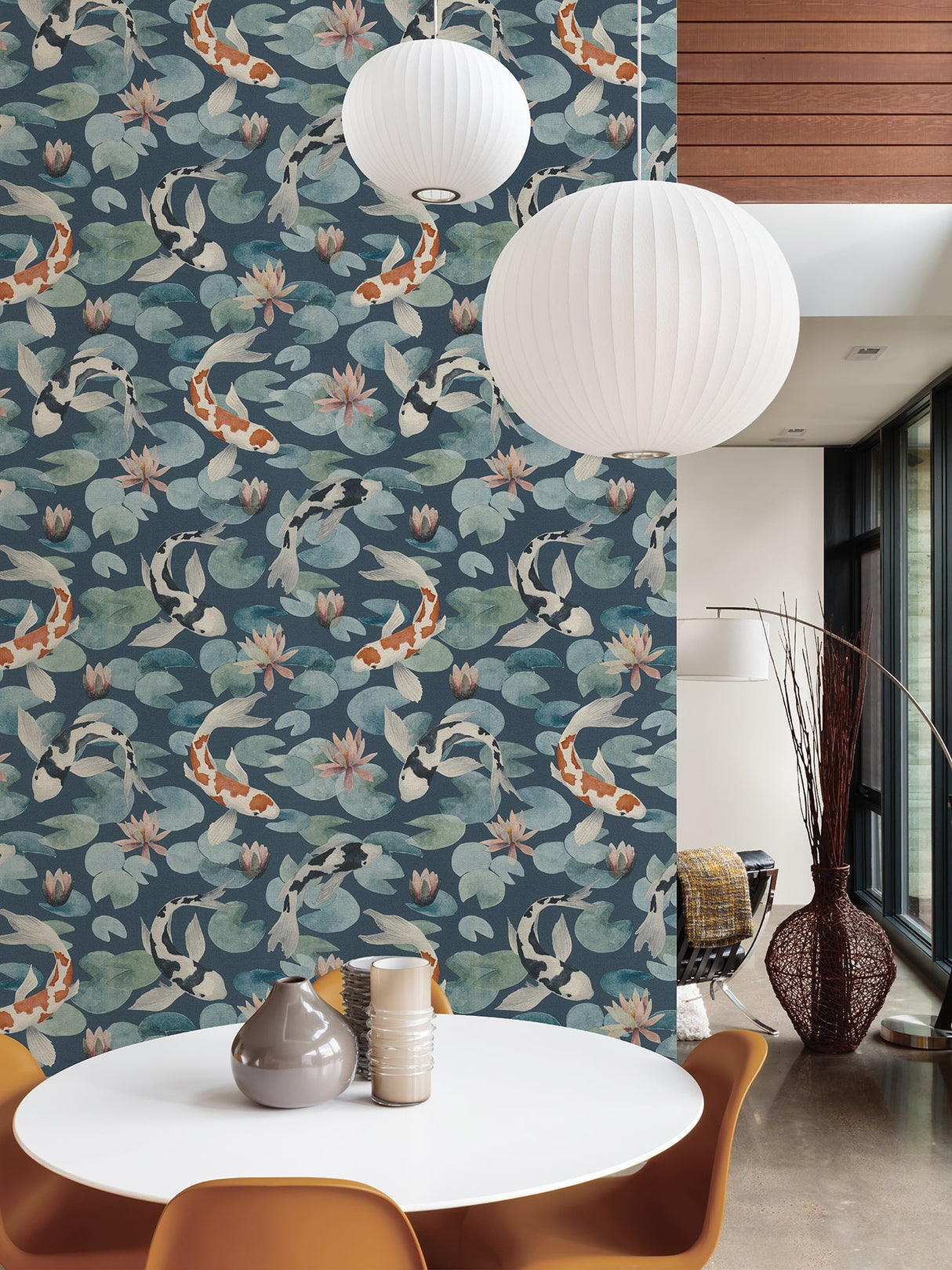 Advantage 4035-409444 Nobu Blue Koi Fish Wallpaper