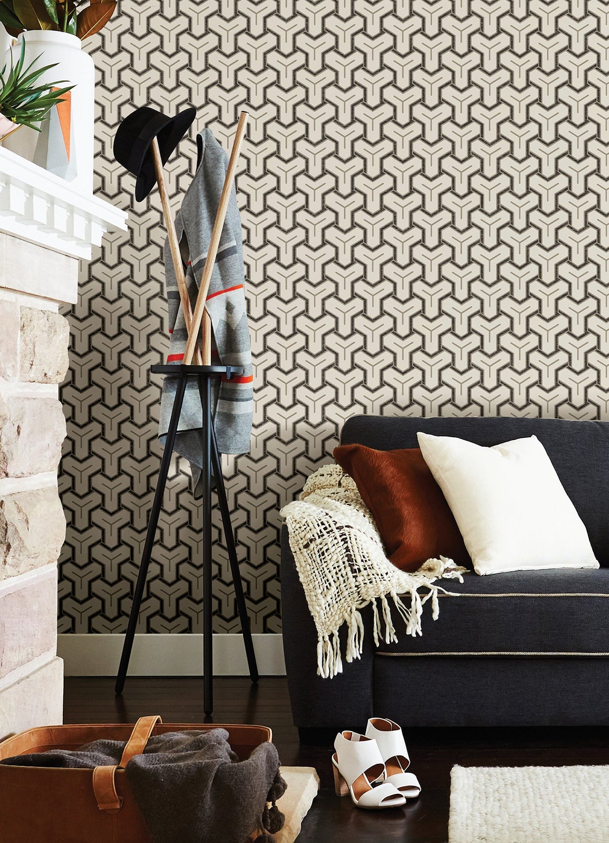 Advantage 4041-26207 Gautier Cream Tessellate Wallpaper