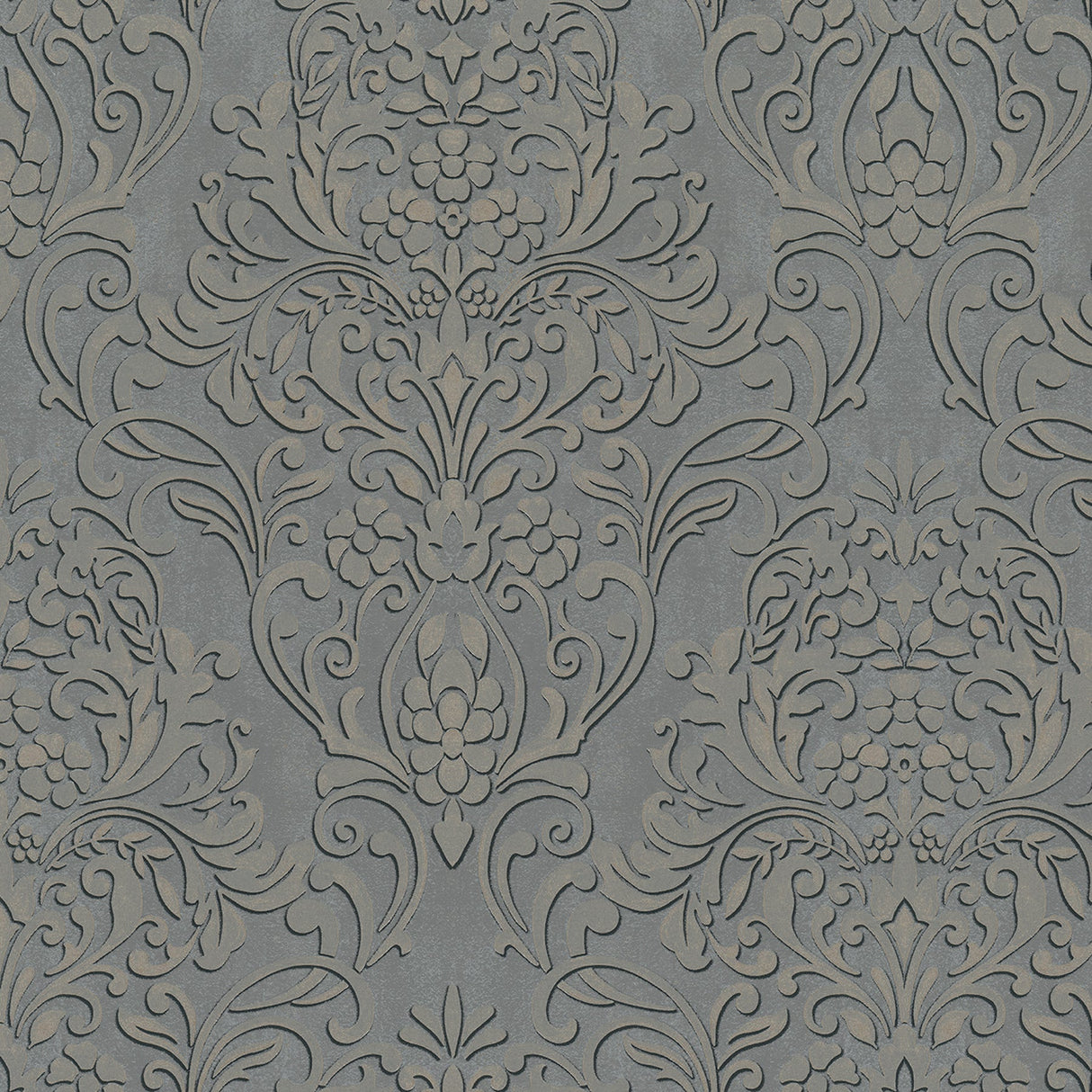 Advantage 4041-32605 Anders Pewter Damask Wallpaper