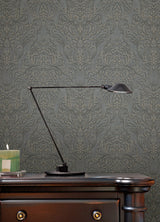 Advantage 4041-32605 Anders Pewter Damask Wallpaper