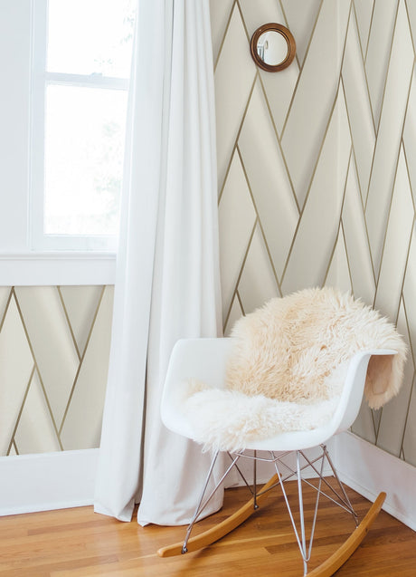 Advantage 4041-34800 Manfred White Modern Herringbone Wallpaper