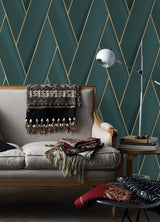 Advantage 4041-34804 Manfred Teal Modern Herringbone Wallpaper