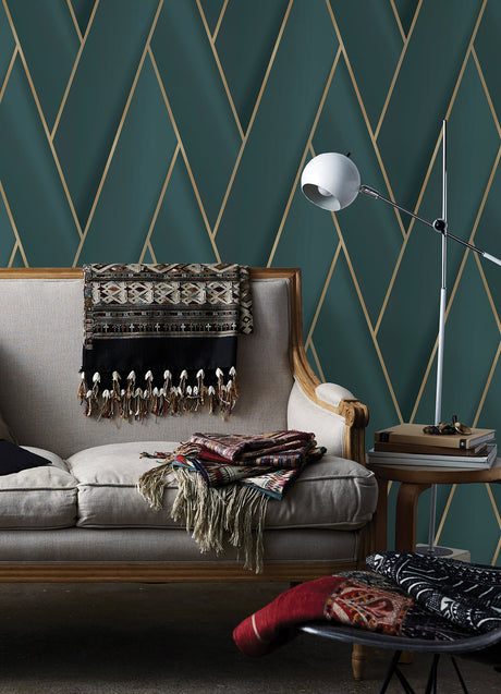 Advantage 4041-34804 Manfred Teal Modern Herringbone Wallpaper