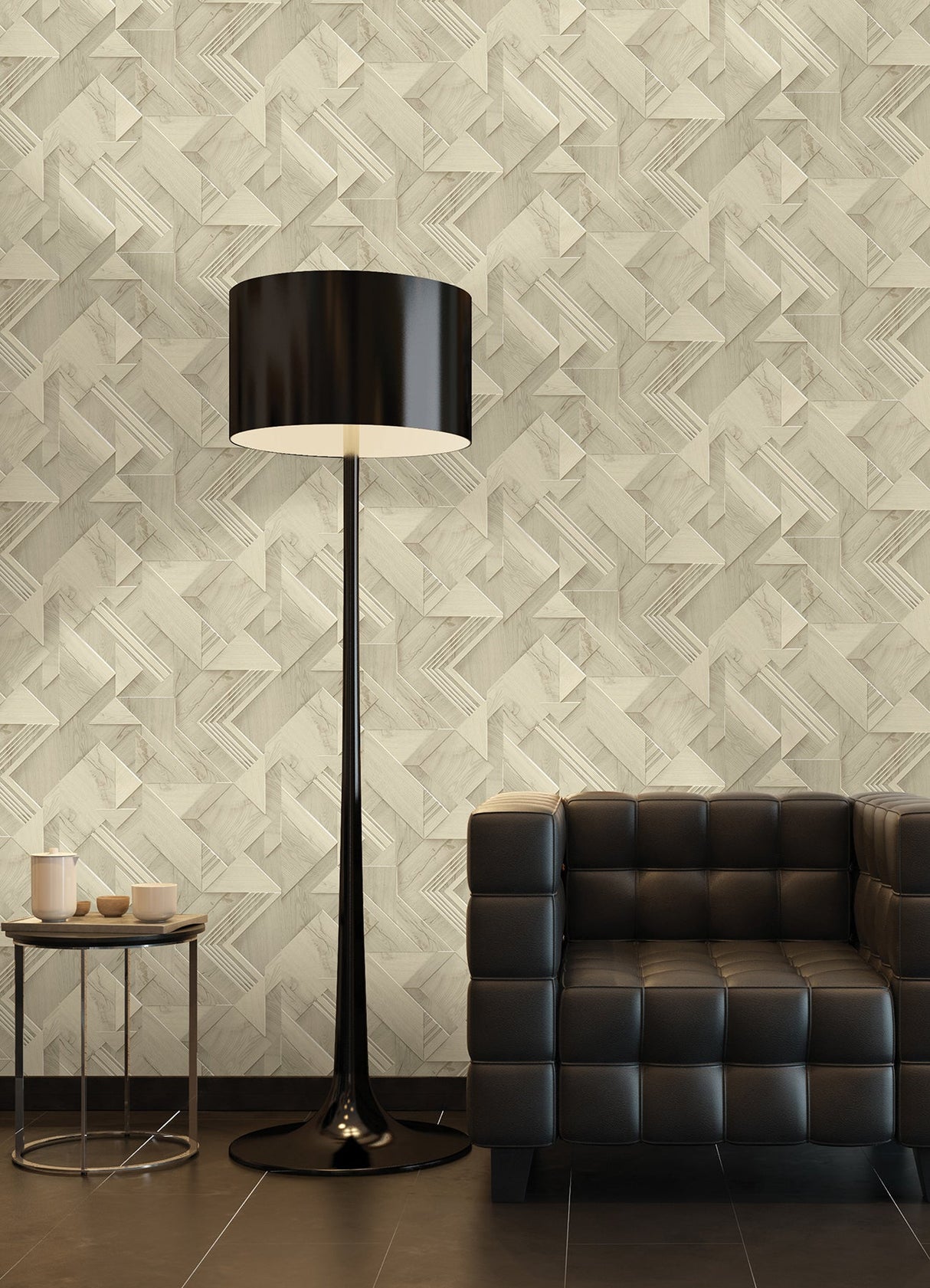 Advantage 4041-35307 Cassian Taupe Wood Geo Wallpaper