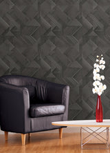 Advantage 4041-35309 Cassian Black Wood Geo Wallpaper
