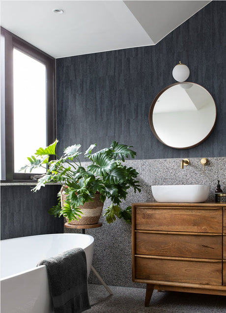 Advantage 4041-418927 Sutton Charcoal Textured Geometric Wallpaper