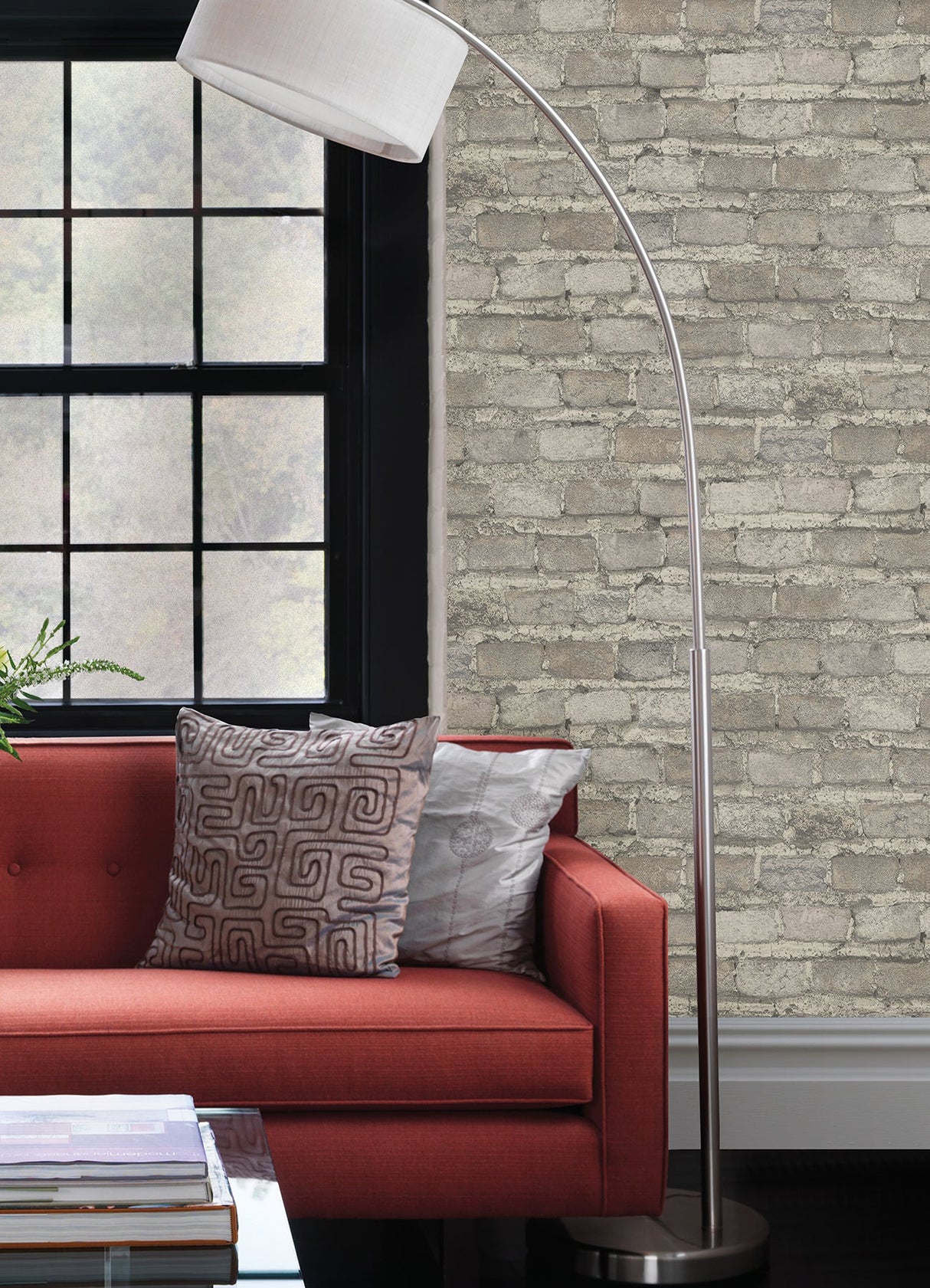 Advantage 4041-428049 Lennox Off-White Brick Wallpaper