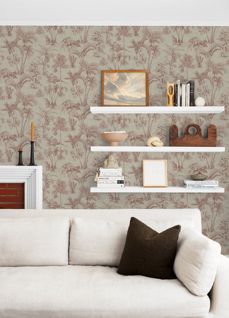Advantage 4044-38021-3 Zapata Merlot Tropical Jungle Wallpaper
