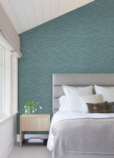A-Street Prints 4046-26154 Benson Dark Blue Faux Fabric Wallpaper