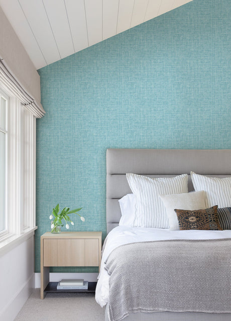 A-Street Prints 4046-26352 Emerson Aqua Linen Wallpaper