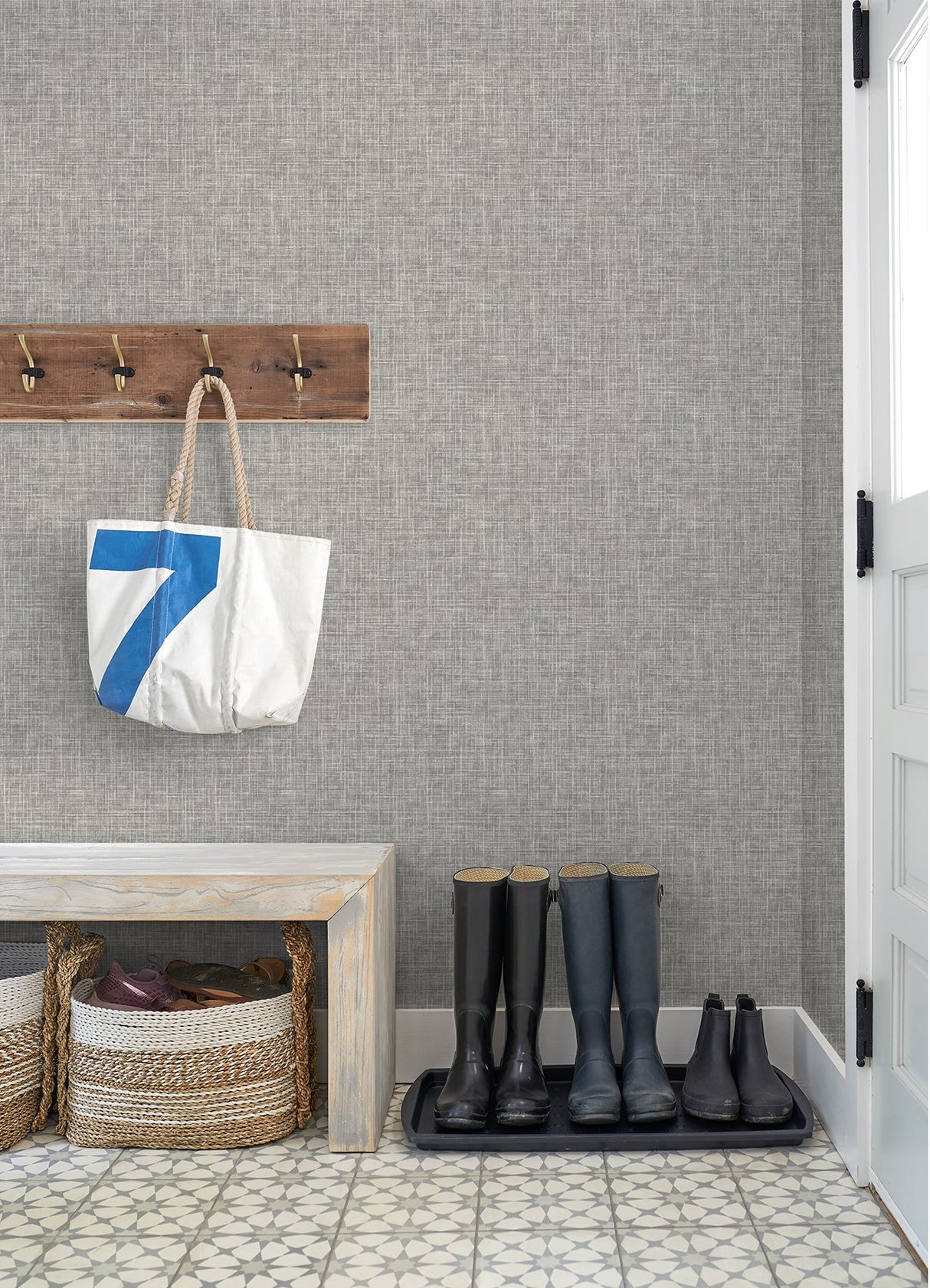 A-Street Prints 4046-26354 Emerson Grey Linen Wallpaper