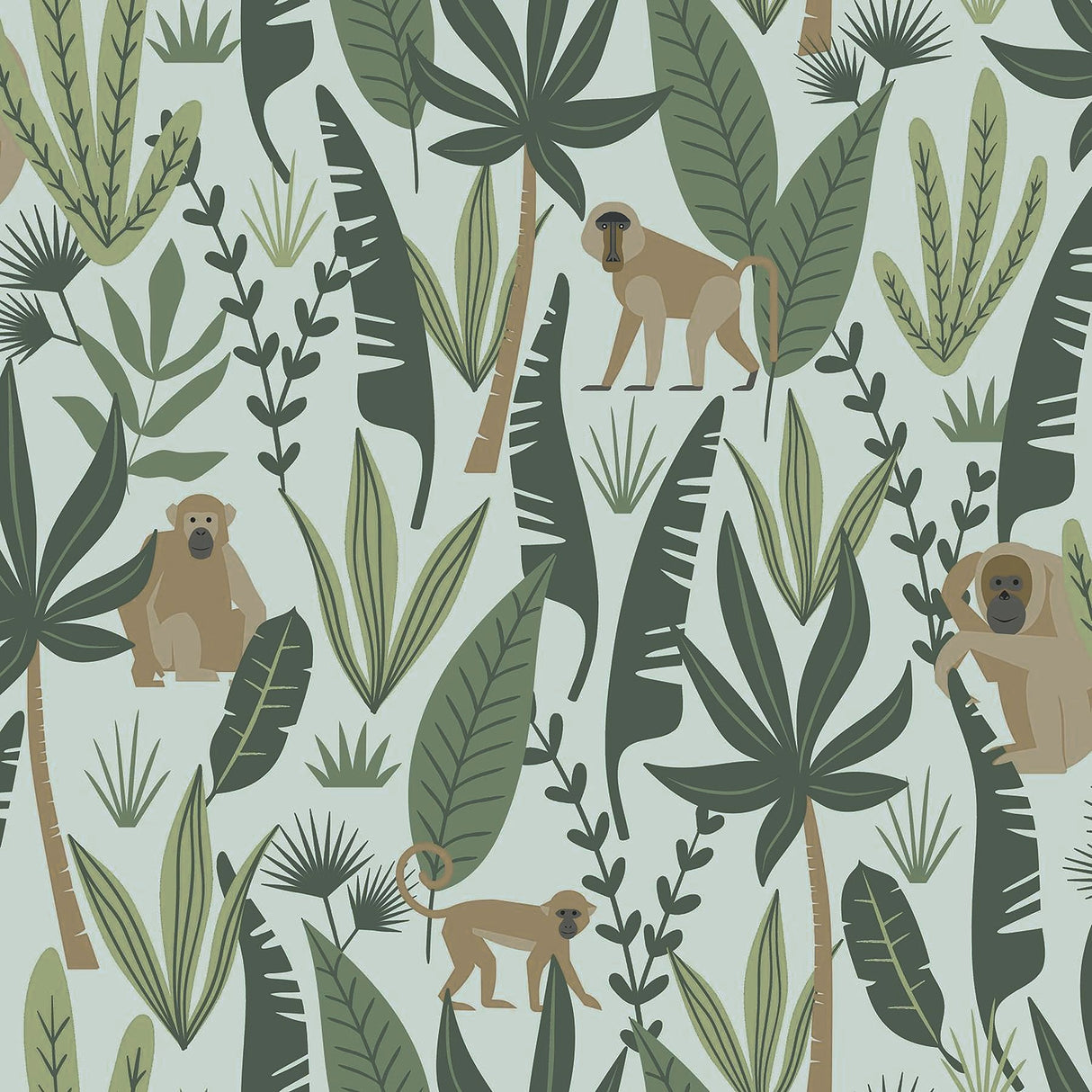 Chesapeake 4060-139073 Kiki Green Monkeys Wallpaper