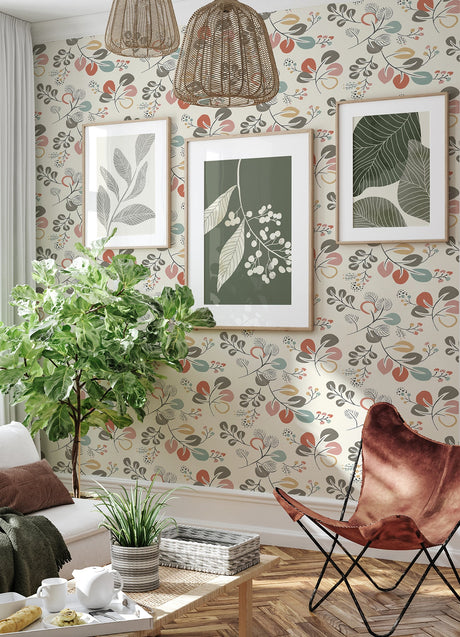 A-Street Prints 4066-25122 Jonah Multicolor Leaf Trail Wallpaper