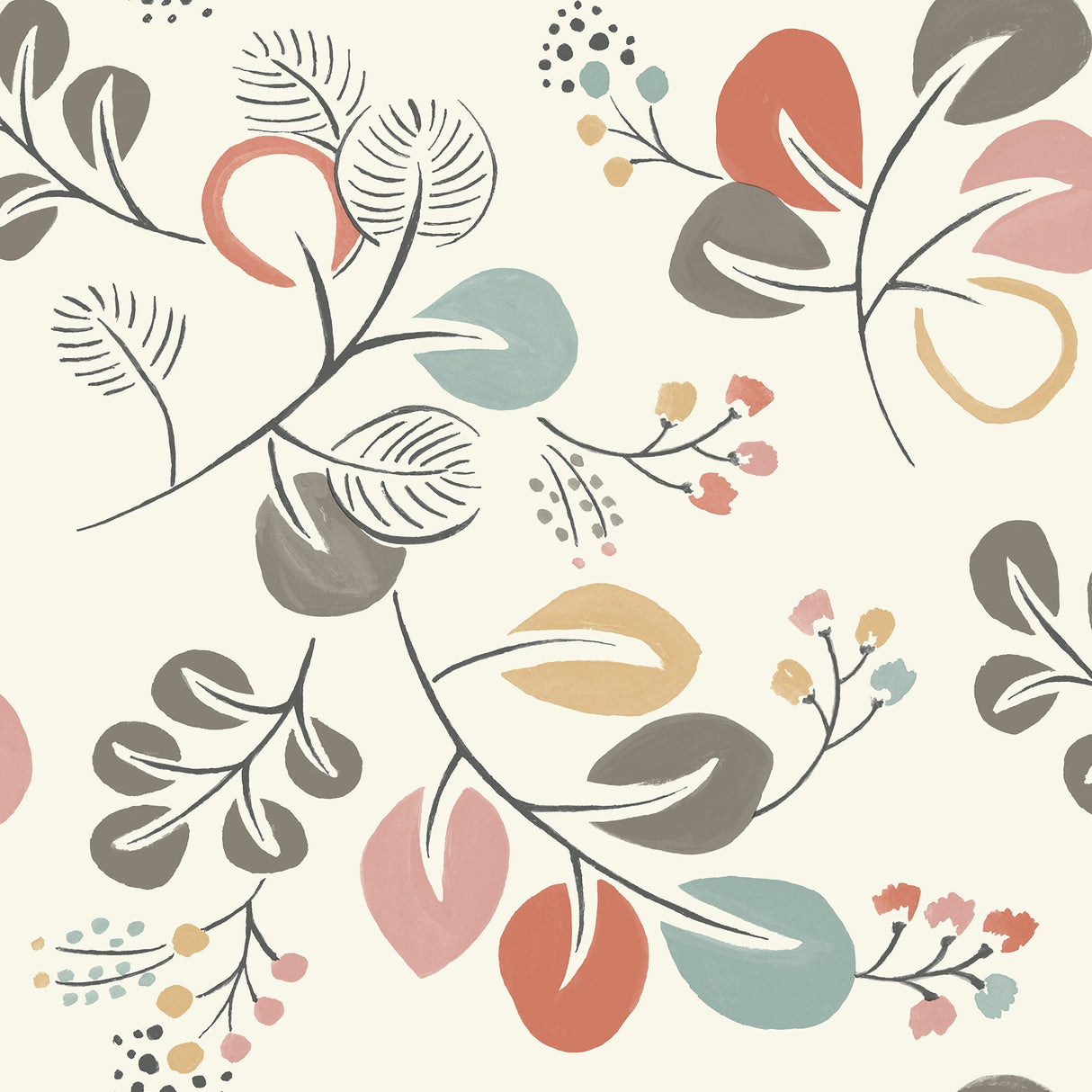 A-Street Prints 4066-25122 Jonah Multicolor Leaf Trail Wallpaper