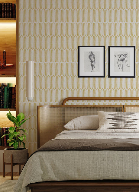 A-Street Prints 4066-26500 Lars Mustard Retro Wave Wallpaper