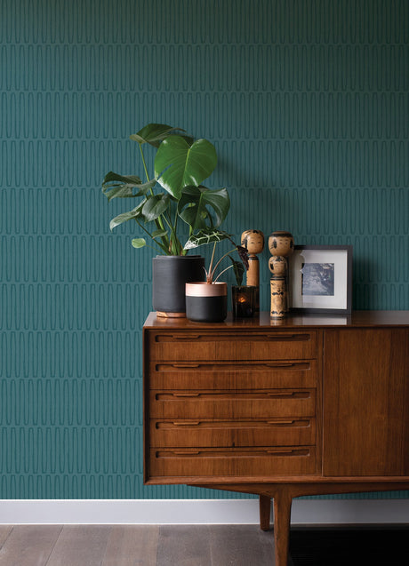 A-Street Prints 4066-26505 Lars Teal Retro Wave Wallpaper