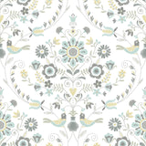 A-Street Prints 4066-26510 Britt Sea Green Embroidered Damask Wallpaper