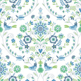 A-Street Prints 4066-26511 Britt Sapphire Embroidered Damask Wallpaper
