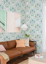 A-Street Prints 4066-26511 Britt Sapphire Embroidered Damask Wallpaper