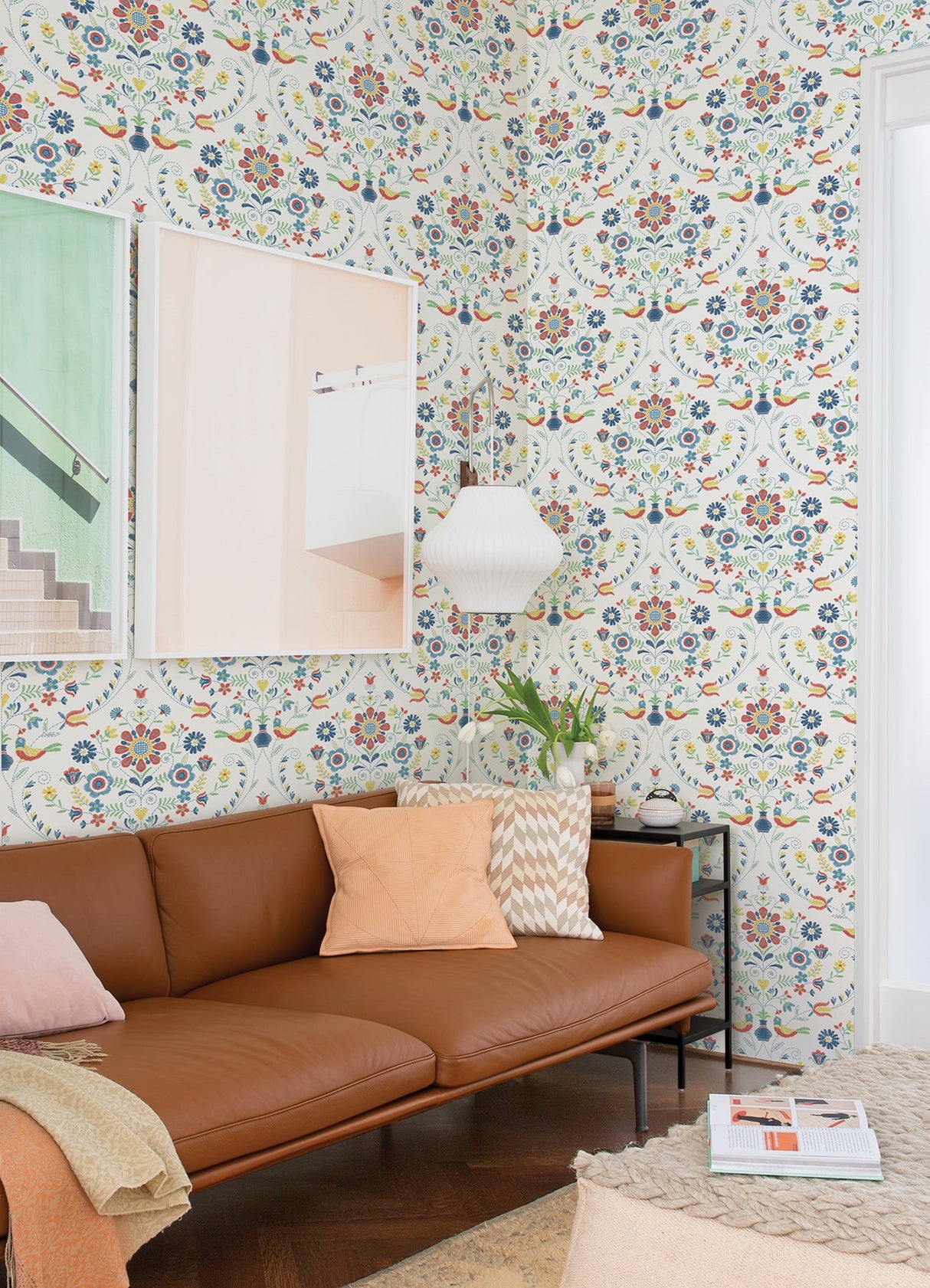 A-Street Prints 4066-26512 Britt Multicolor Embroidered Damask Wallpaper