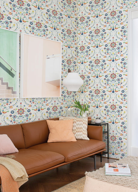 A-Street Prints 4066-26512 Britt Multicolor Embroidered Damask Wallpaper