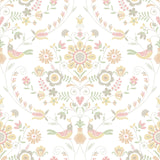 A-Street Prints 4066-26514 Britt Peach Embroidered Damask Wallpaper