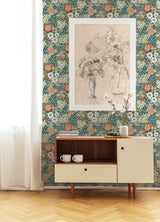 A-Street Prints 4066-26520 Karina Teal Wildflower Garden Wallpaper