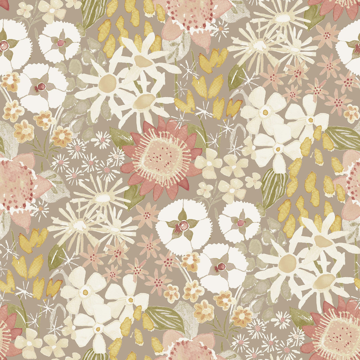 A-Street Prints 4066-26521 Karina Neutral Wildflower Garden Wallpaper