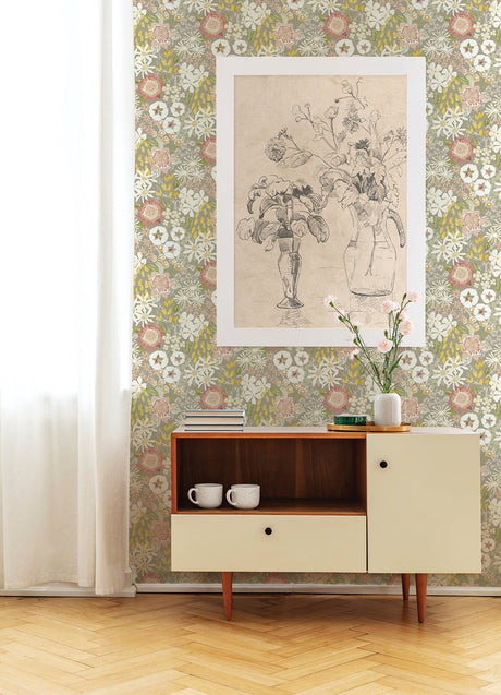 A-Street Prints 4066-26521 Karina Neutral Wildflower Garden Wallpaper